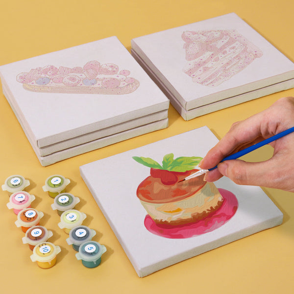 Kaffee und Kuchen 6er SET - Mini Malen nach Zahlen