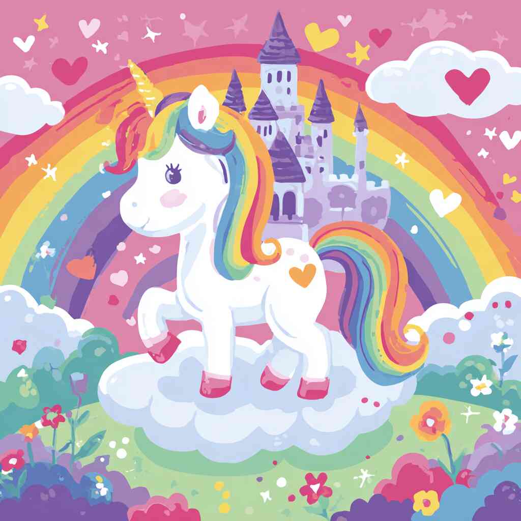 Malen nach Zahlen - Einhornzauber über dem Regenbogenland