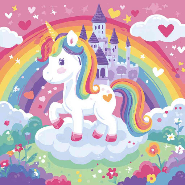 Malen nach Zahlen - Einhornzauber über dem Regenbogenland