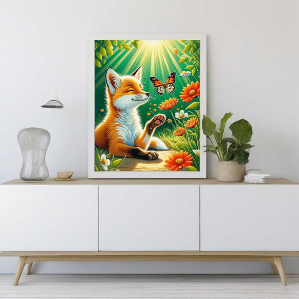 Malen nach Zahlen - Freundschaft Fuchs und Schmetterling