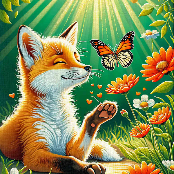 Malen nach Zahlen - Freundschaft Fuchs und Schmetterling