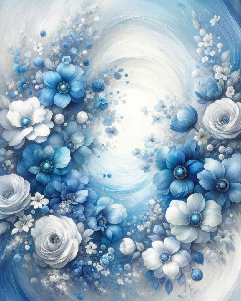 Malen nach Zahlen - Blumenstrauß in blau
