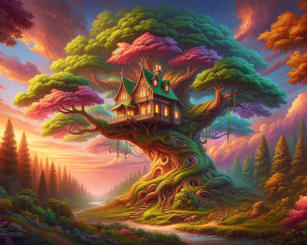 Haus im Baum - Malen nach Zahlen