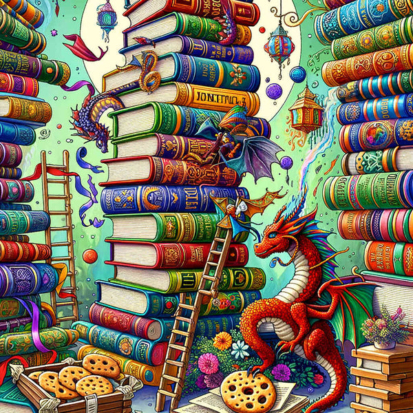 Malen nach Zahlen - Bücherturm, Cartoon
