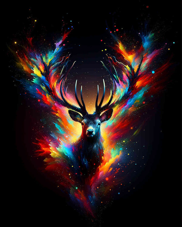 Hirsch mit Bunter Farbe – Malen nach Zahlen