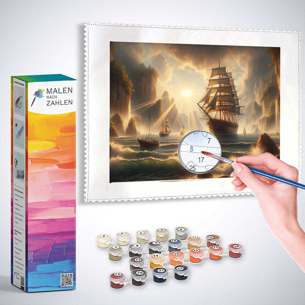 Schiffe, Bucht - Malen nach Zahlen
