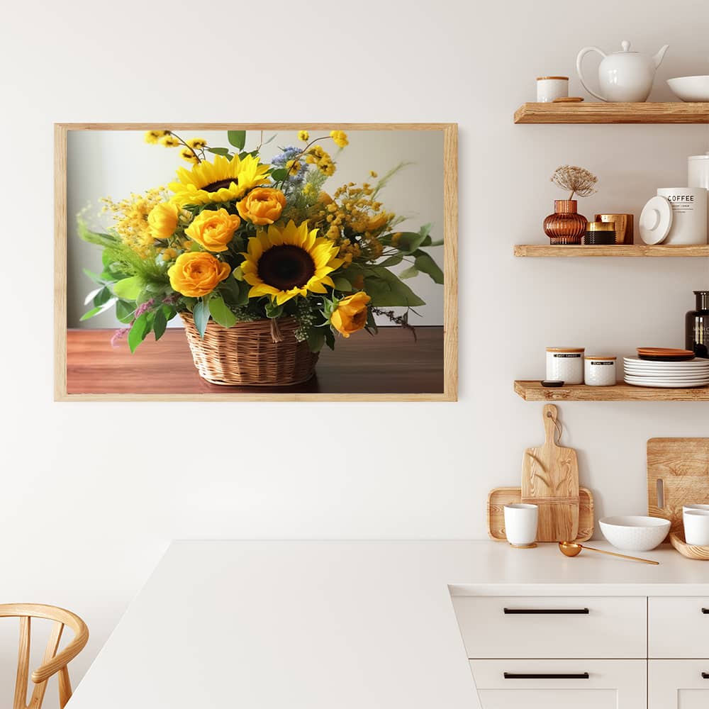 Sonnenblumen, Korb - Malen nach Zahlen