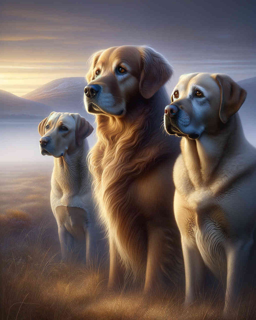 Malen nach Zahlen - Goldenretriever, Labrador Trio