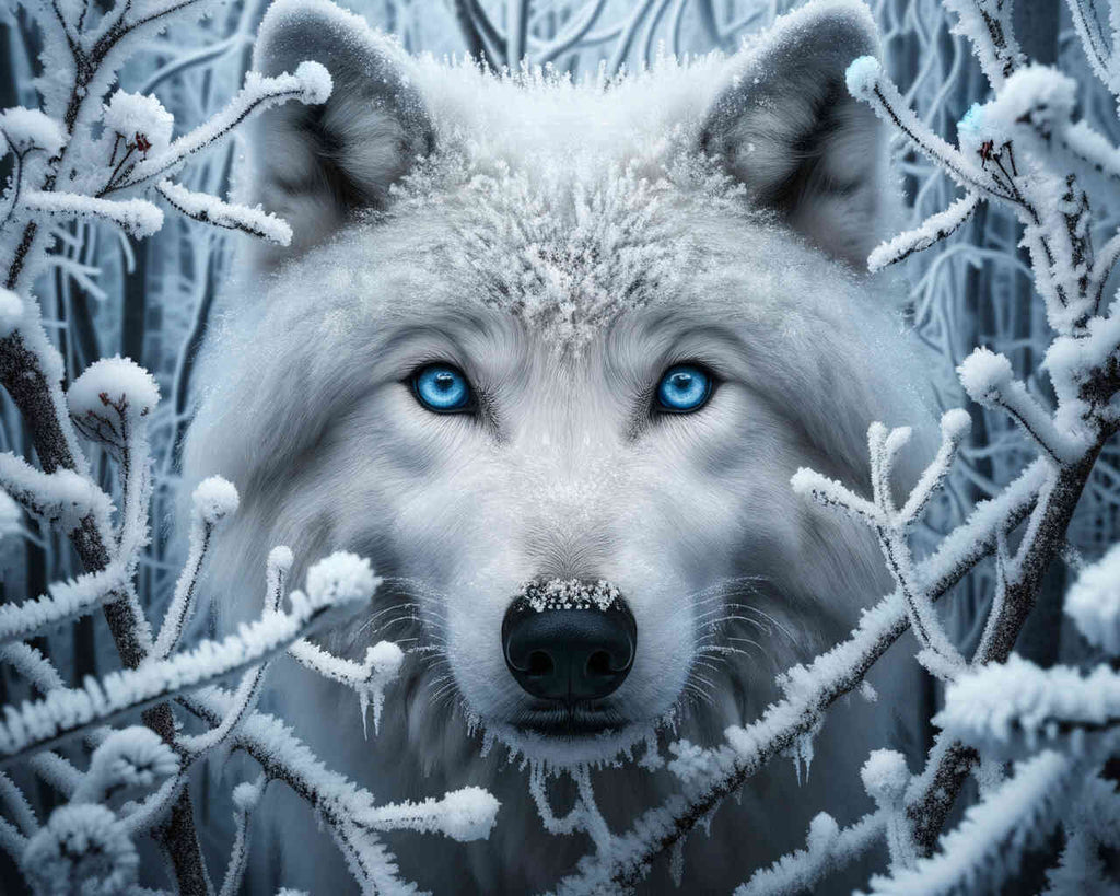Wolf im Schnee – Malen nach Zahlen