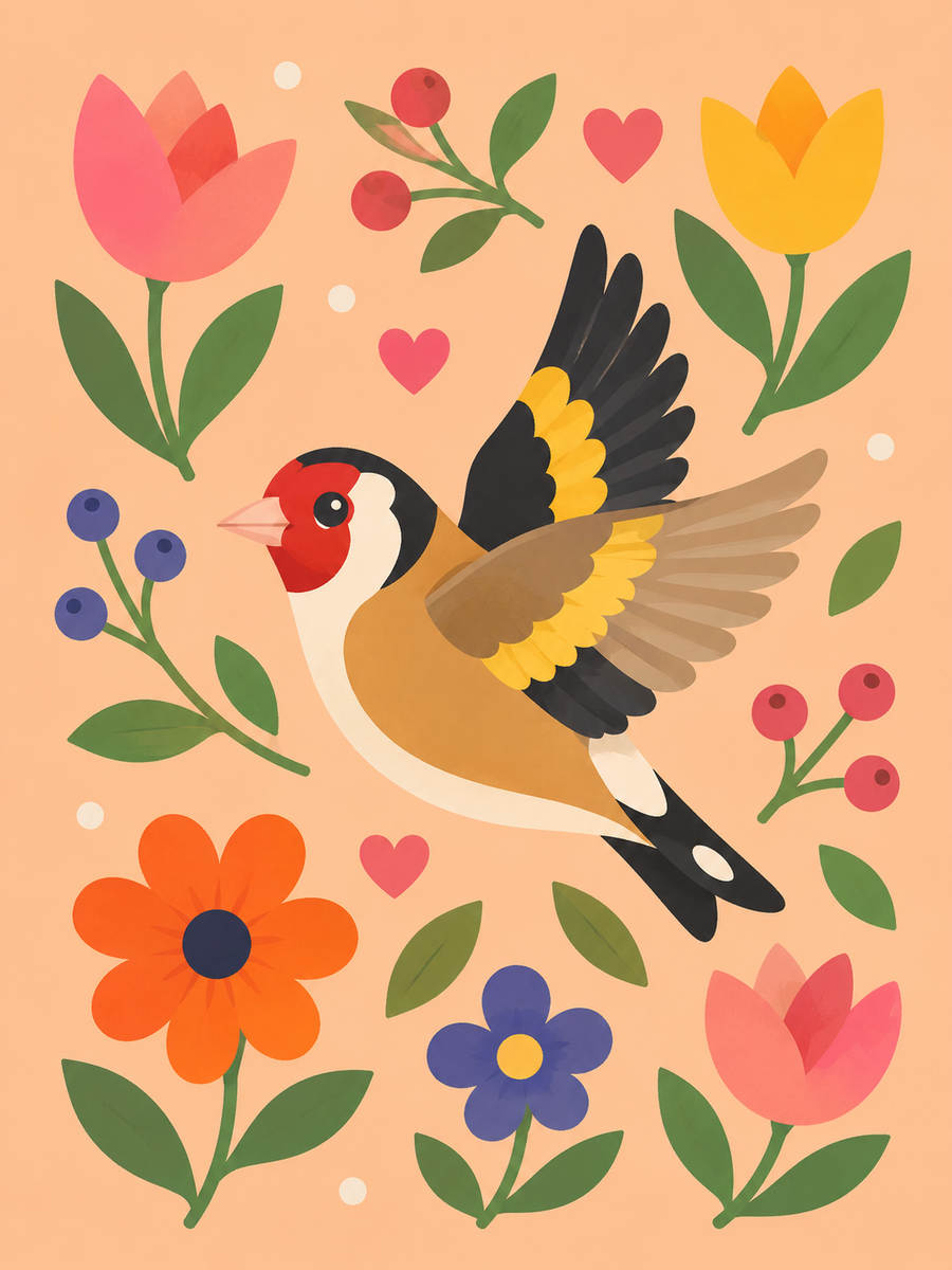 Colorful Birds 4er SET - Mini Malen nach Zahlen