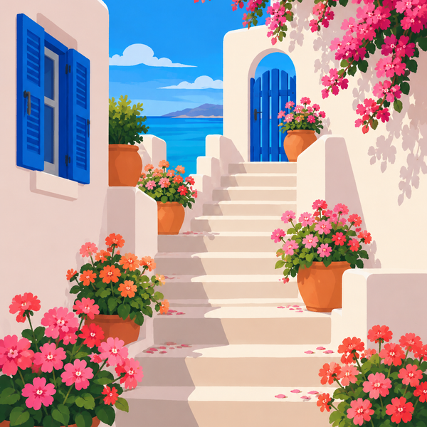 Santorini Dreams 4er SET - Mini Malen nach Zahlen