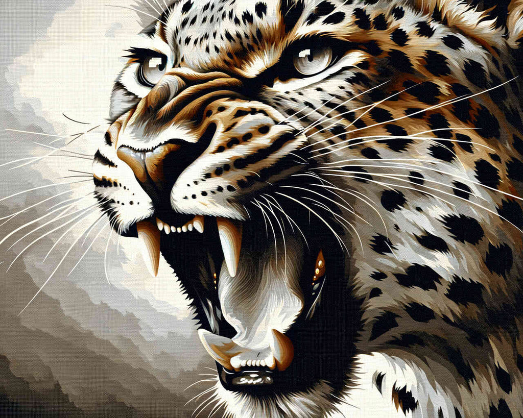 Leopard, Brüllend – Malen nach Zahlen