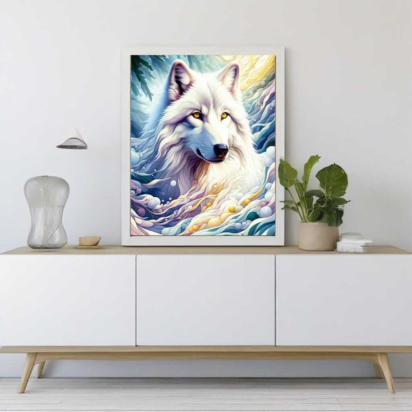 Malen nach Zahlen - Weißer Wolf Porträt