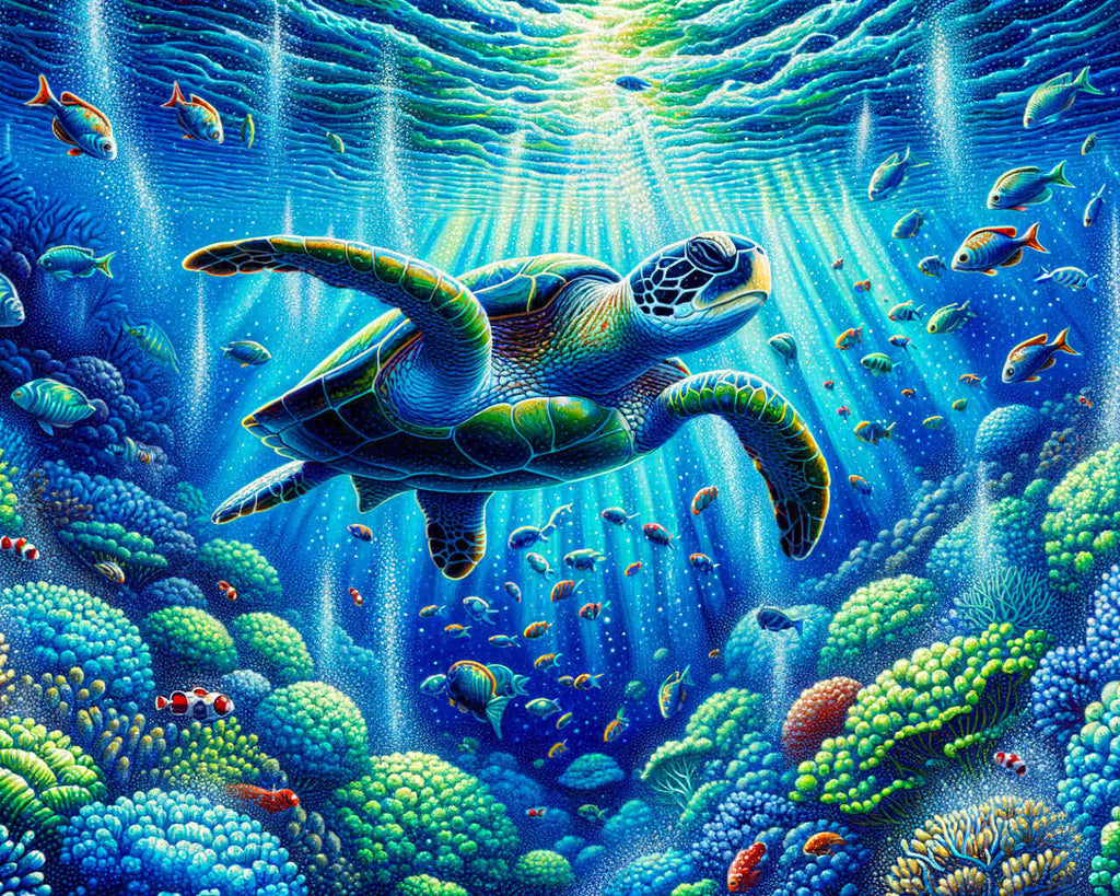 Schildkröten im Ozean – Malen nach Zahlen