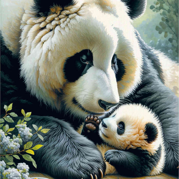Panda Mutter mit Kind – Malen nach Zahlen
