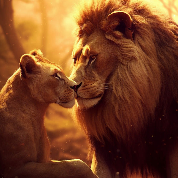 Löwe und Löwin - Malen nach Zahlen