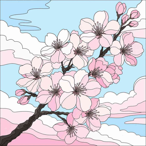 Malen nach Zahlen - Frühlingszauber: Kirschblüten im Himmel