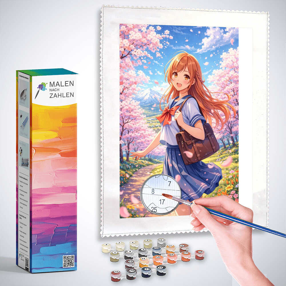 Malen nach Zahlen - Frühlingserwachen im Kirschblütenzauber