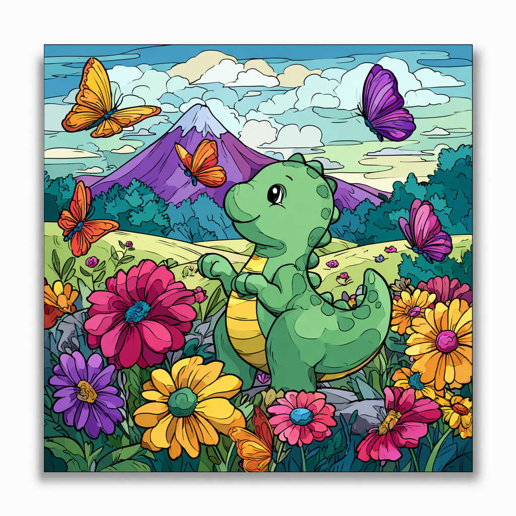 Malen nach Zahlen - Frühlingstraum im Dino-Land