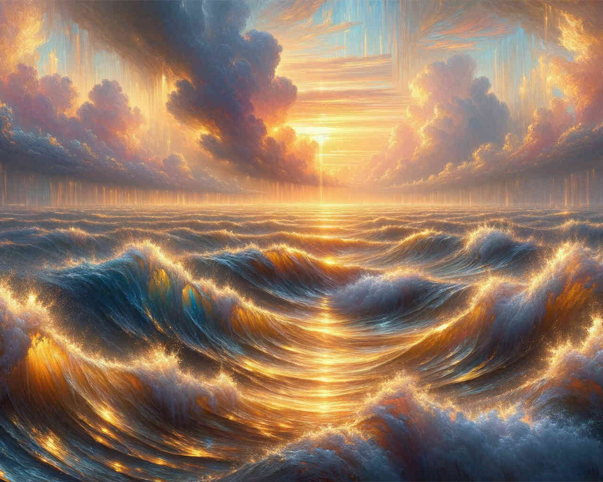 Sonnenaufgang, Raue See – Malen nach Zahlen