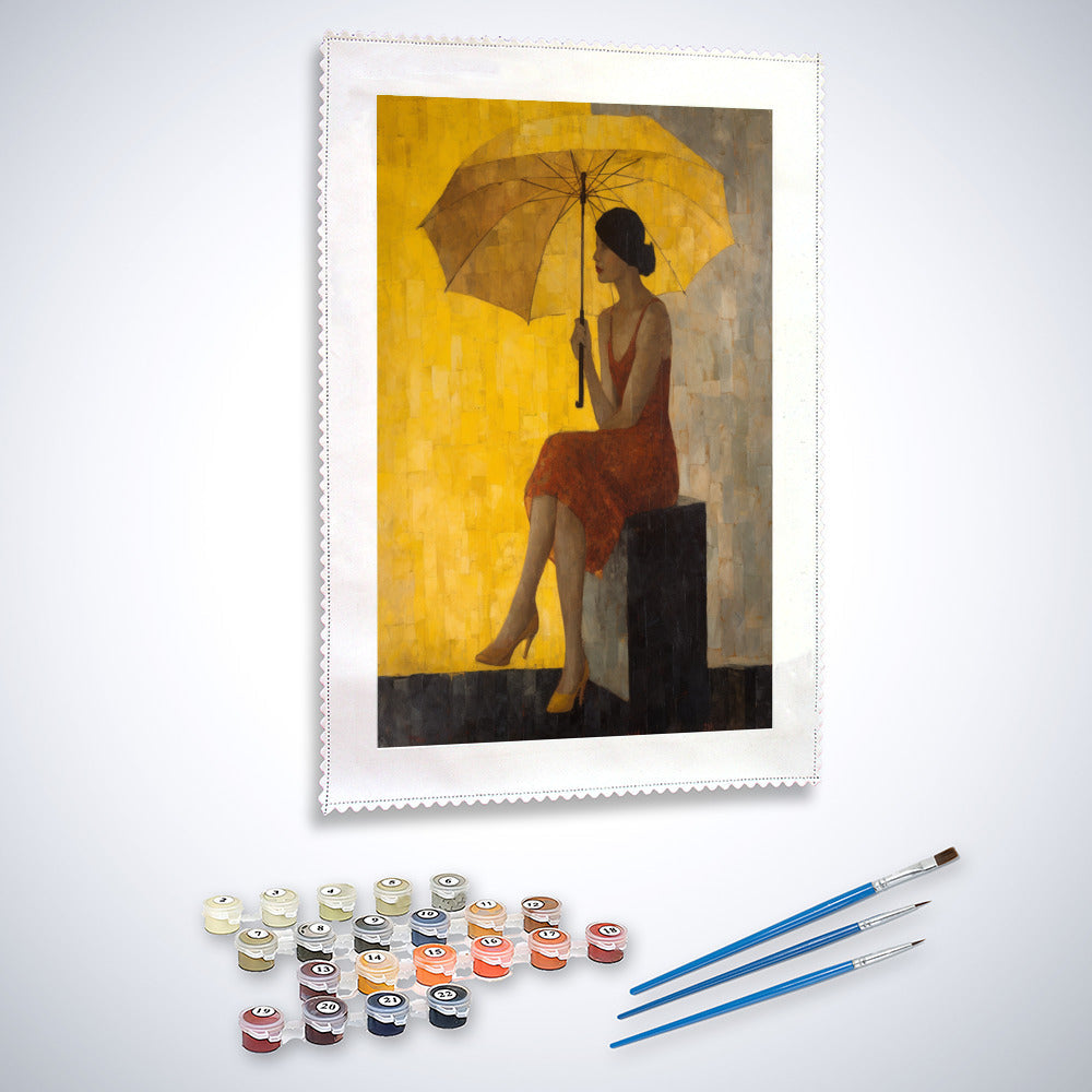 Gelber Regenschirm - Malen nach Zahlen