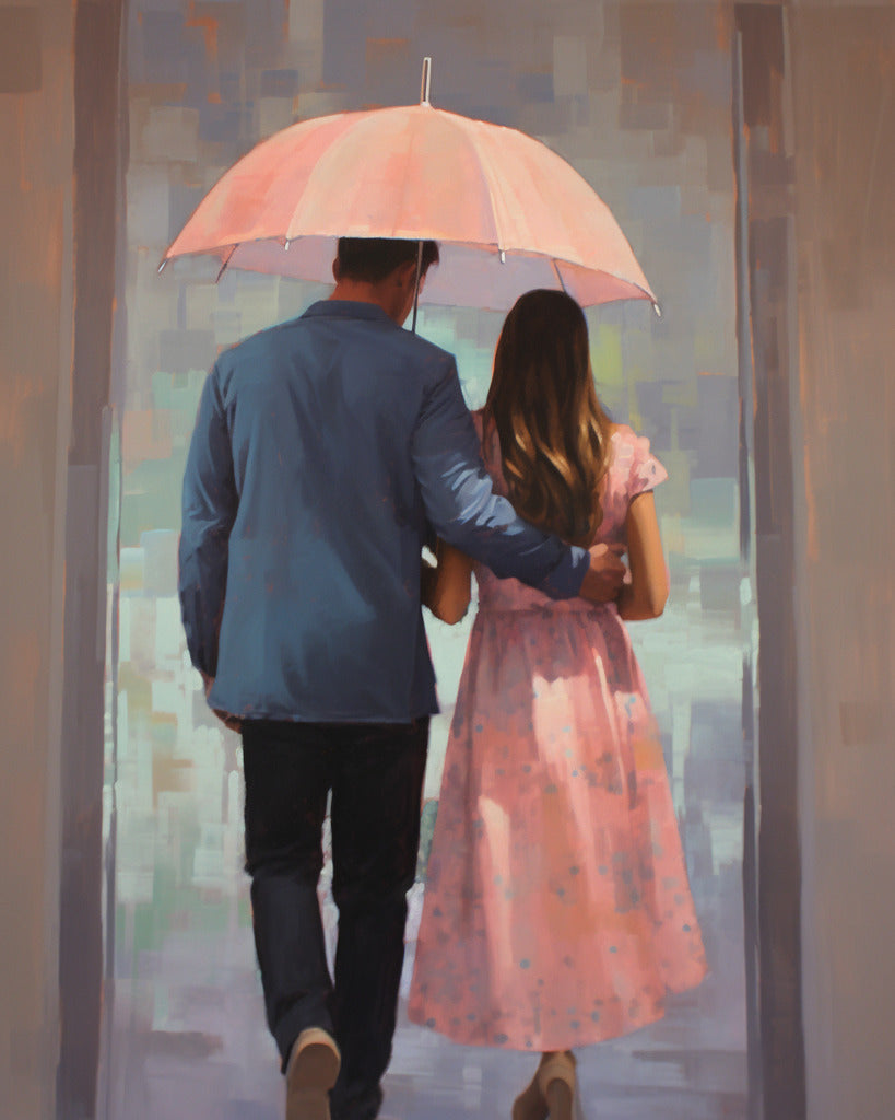Paar mit Regenschirm – Malen nach Zahlen