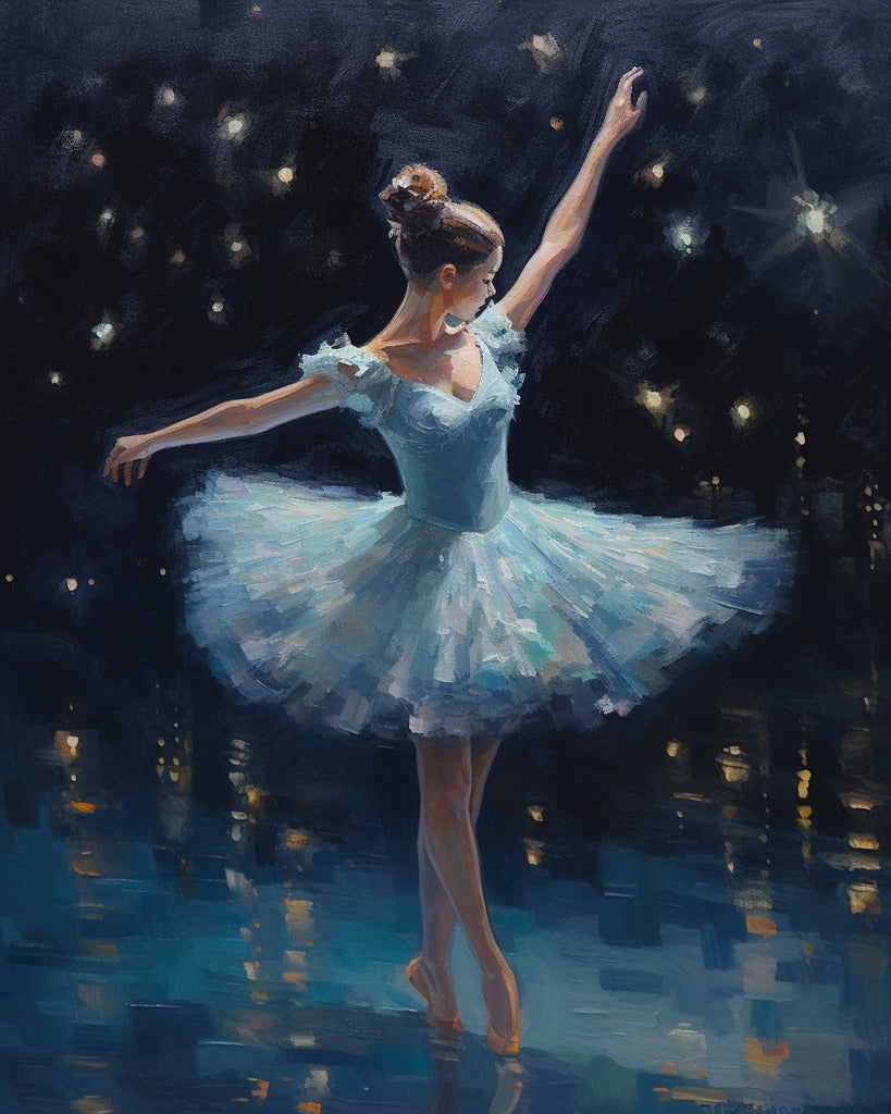 Ballerina bei Nacht - Malen nach Zahlen
