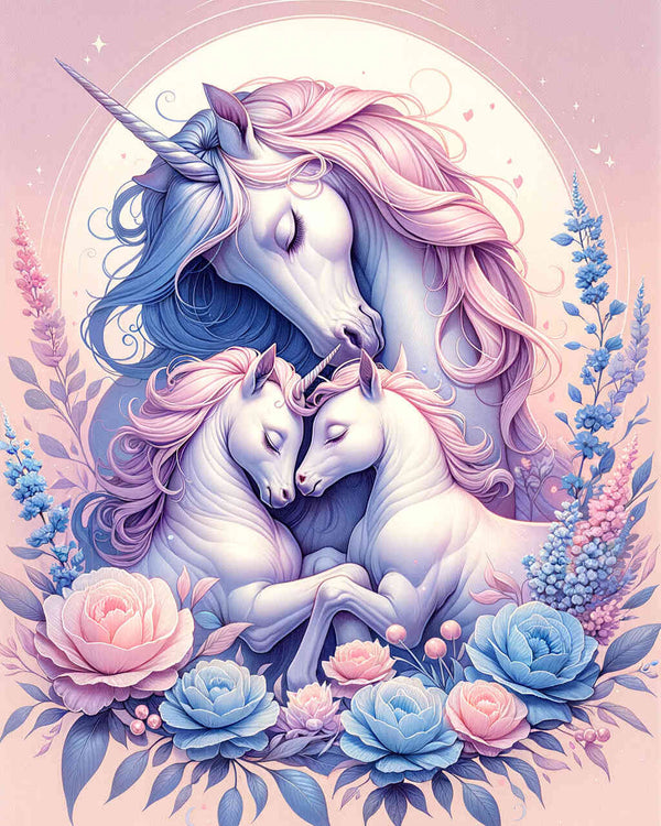 Malen nach Zahlen - Einhorn, Mutter und Tochter