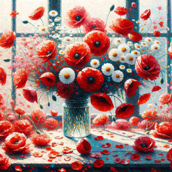 Margeriten und Mohnblumen – Malen nach Zahlen