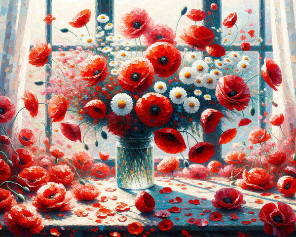 Margeriten und Mohnblumen – Malen nach Zahlen