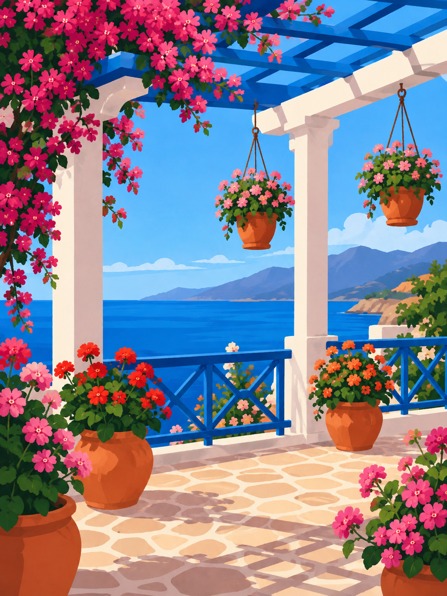 Santorini Dreams 4er SET - Mini Malen nach Zahlen