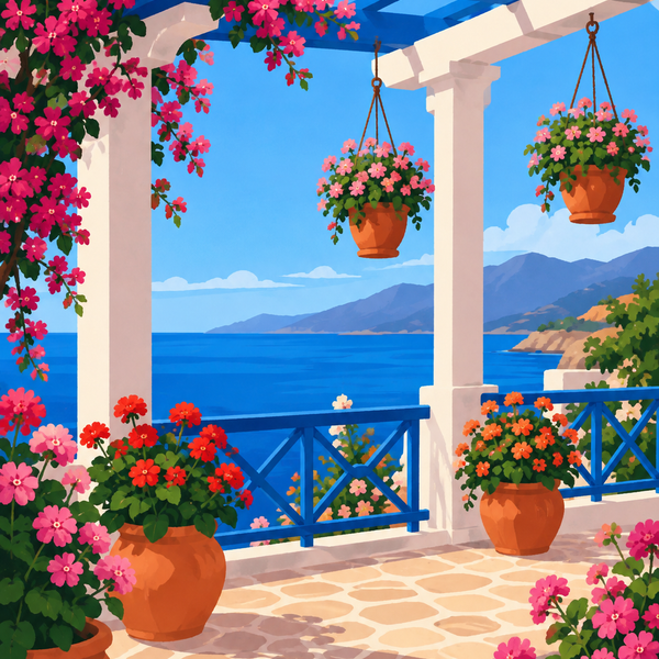 Santorini Dreams 4er SET - Mini Malen nach Zahlen