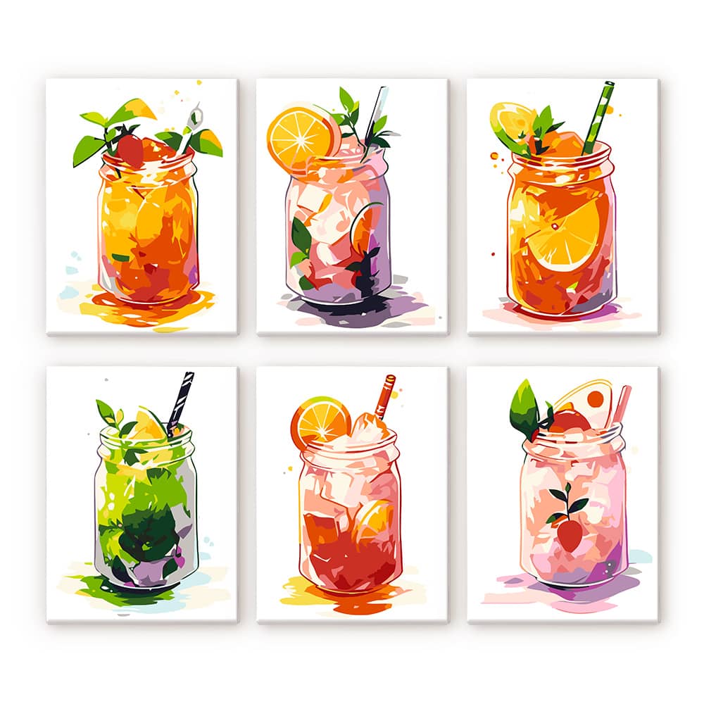 Sommermix 6er SET - Mini Malen nach Zahlen