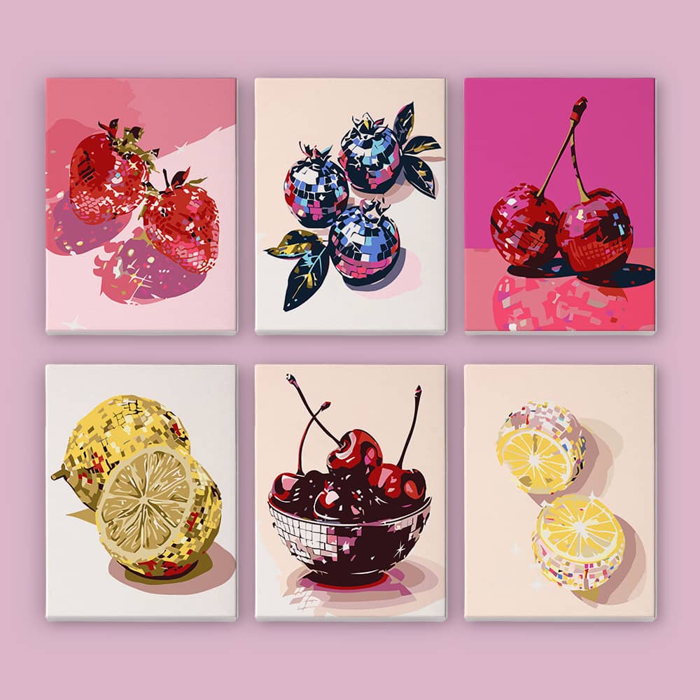 Happy Fruits 6er SET - Mini Malen nach Zahlen