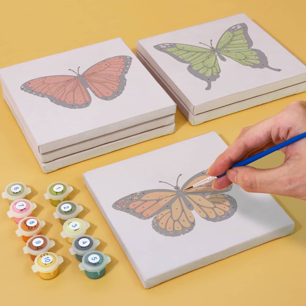 Schmetterlings-Pracht 6er SET - Mini Malen nach Zahlen