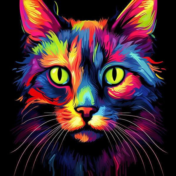 Katze von Vorne, Abstrakt - Malen nach Zahlen