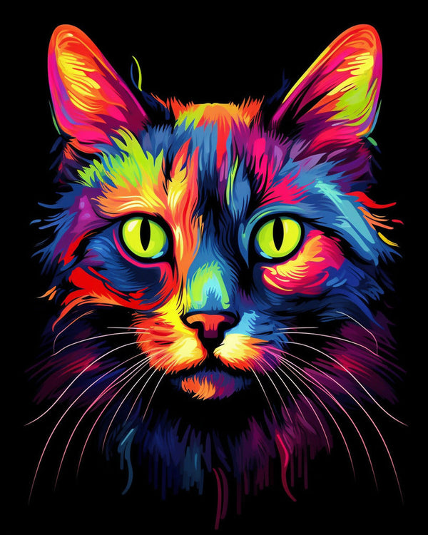 Katze von Vorne, Abstrakt - Malen nach Zahlen