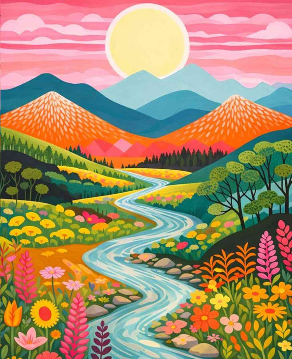 Malen nach Zahlen - Sonnenzauber im Tal der Blumen