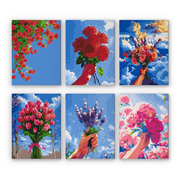 Himmelsblüten 6er SET - Mini Malen nach Zahlen