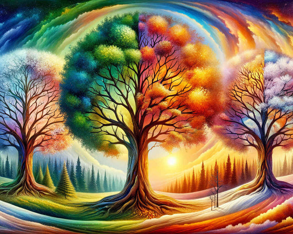 Vier Jahreszeiten, Bäume – Malen nach Zahlen