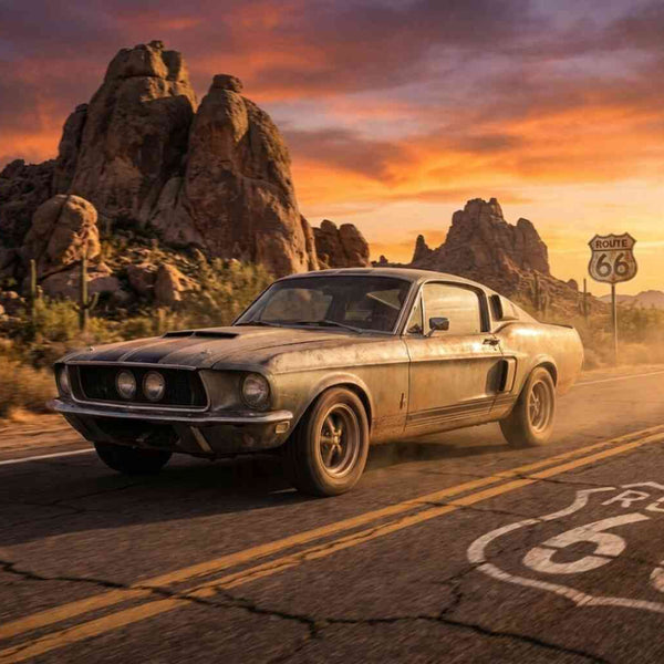 Malen nach Zahlen - Route 66, Freiheit im Sonnenuntergang