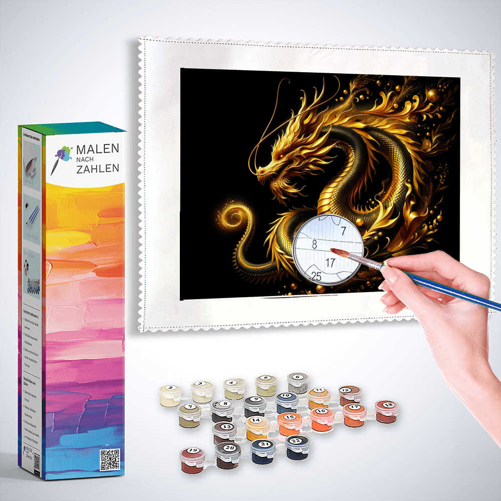 Goldener Drache – Malen nach Zahlen