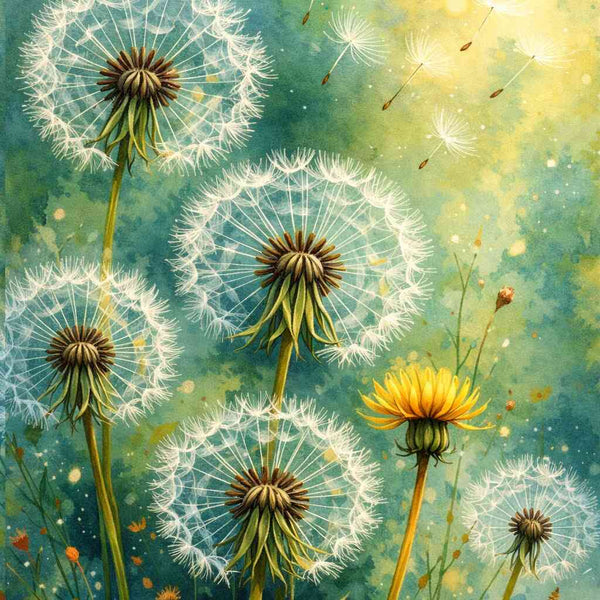 Malen nach Zahlen - Pusteblumen in grün