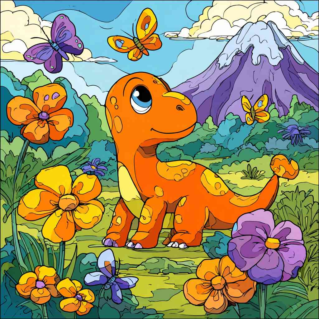 Malen nach Zahlen - Fröhlicher Frühling im Dino-Land