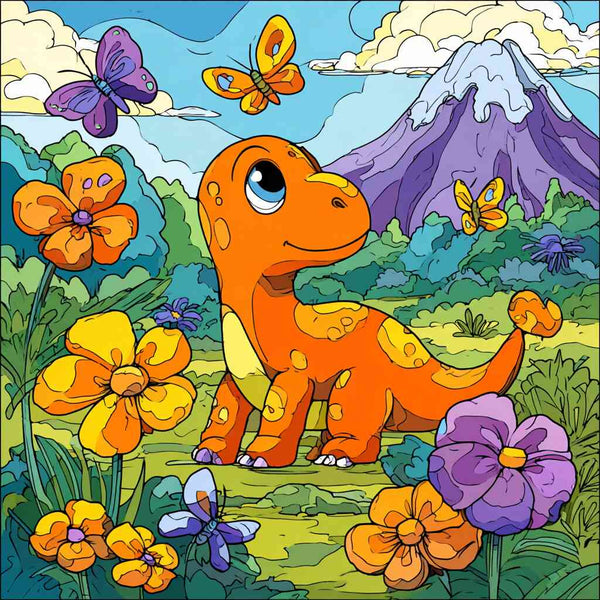 Malen nach Zahlen - Fröhlicher Frühling im Dino-Land