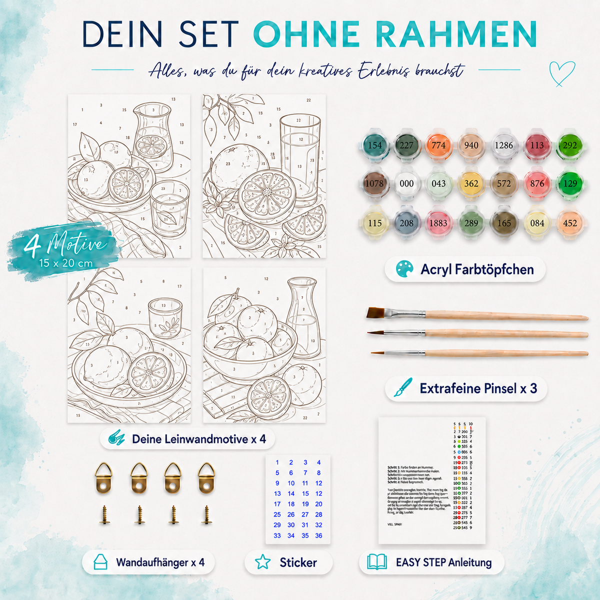 Blumenbücher 4er SET - Mini Malen nach Zahlen