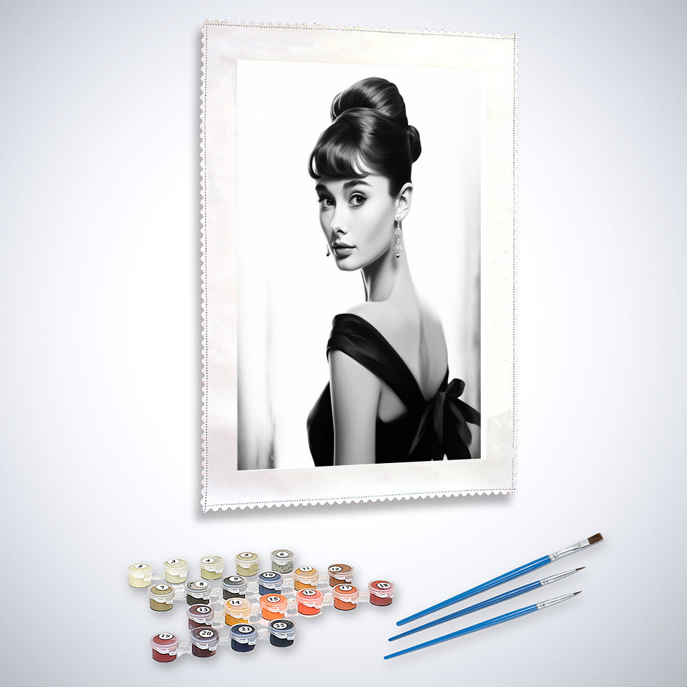 Audrey Hepburn, Schwarz und Weiß – Malen nach Zahlen