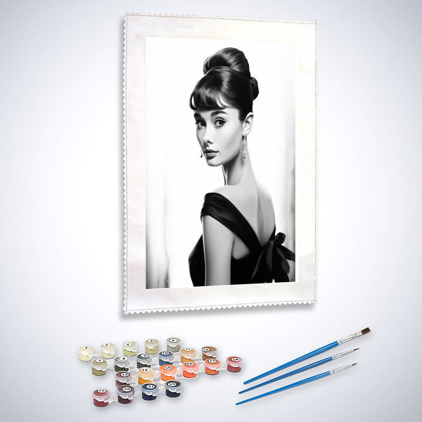 Audrey Hepburn, Schwarz und Weiß – Malen nach Zahlen