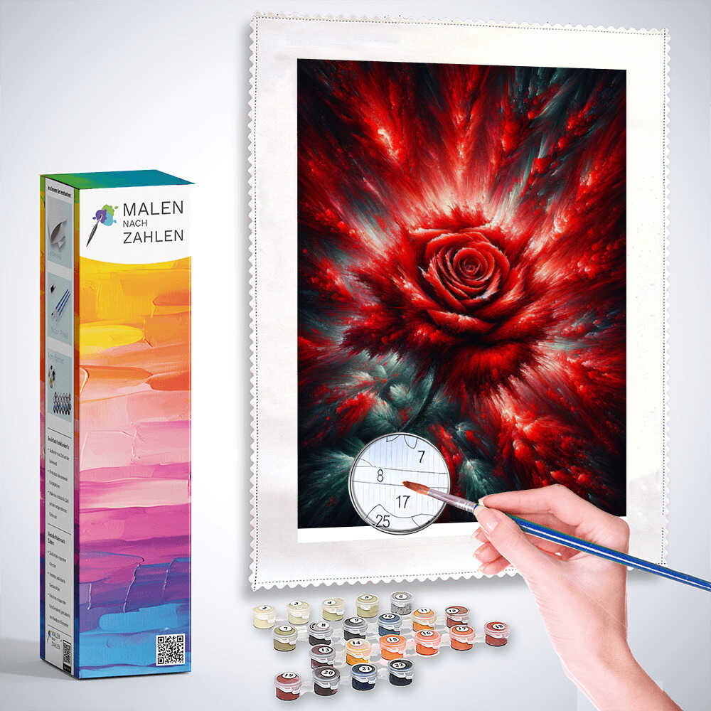 Rote Rose – Malen nach Zahlen