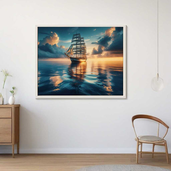 Segelschiff, Meerblick - Malen nach Zahlen